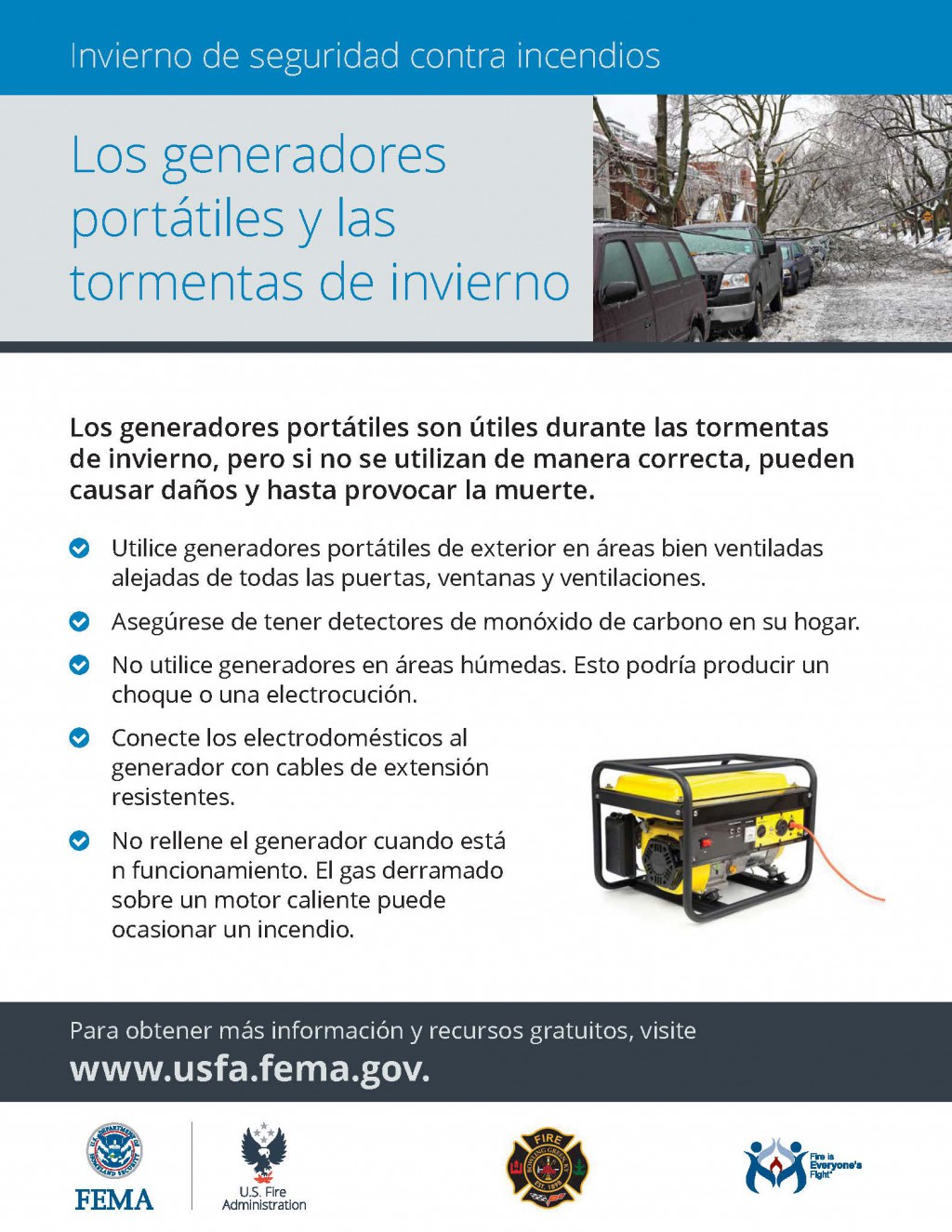Portable Generator and Winter Storm Safety Spanish
