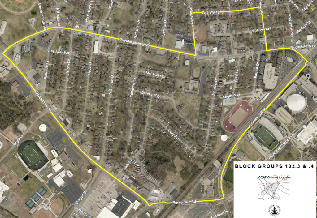 Map of Census Block Groups 103.3 and 103.4