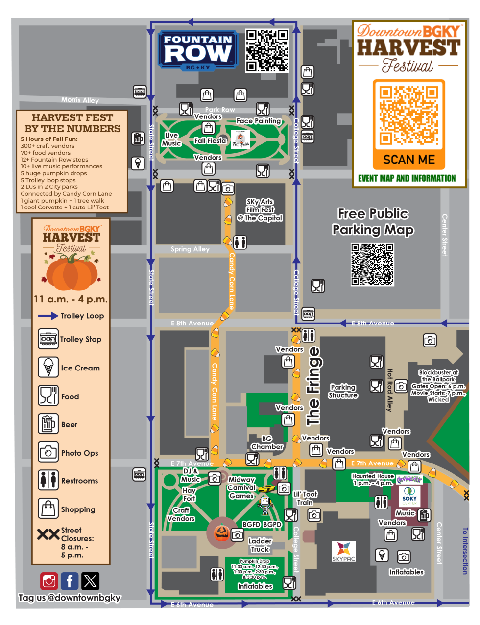 Downtown BGKY Harvest Fest 2025 Map has arrived for Saturday, October 18!
