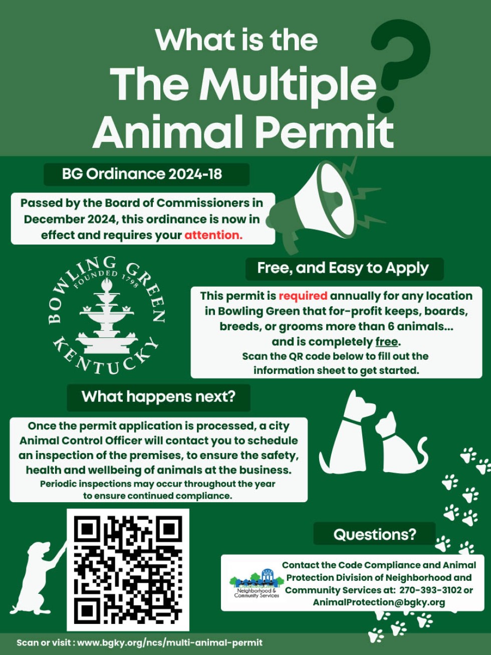 City of Bowling Green Implements Multiple Animal Permit Requirement for Certain Animal-Related Businesses