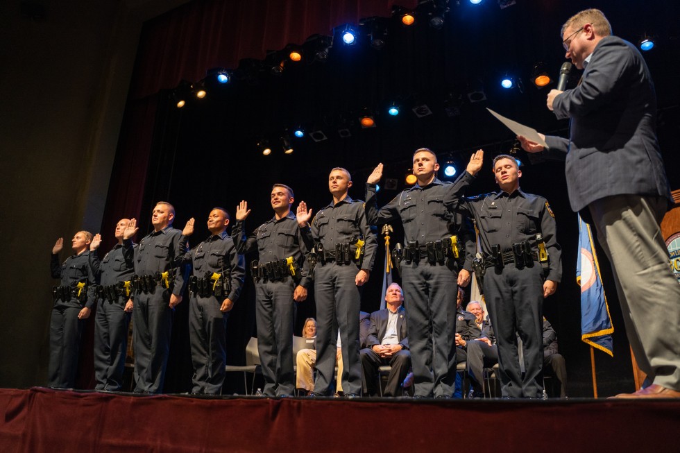 Eight new police officers sworn in today