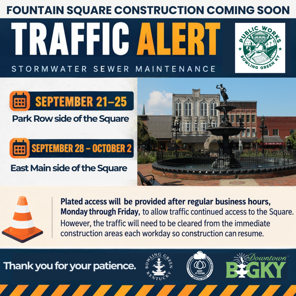 Stormwater Sewer Maintenance coming to Fountain Square later this month
