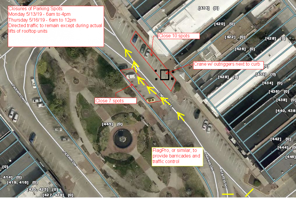 Fountain Square Park Lane and Parking Space Closures