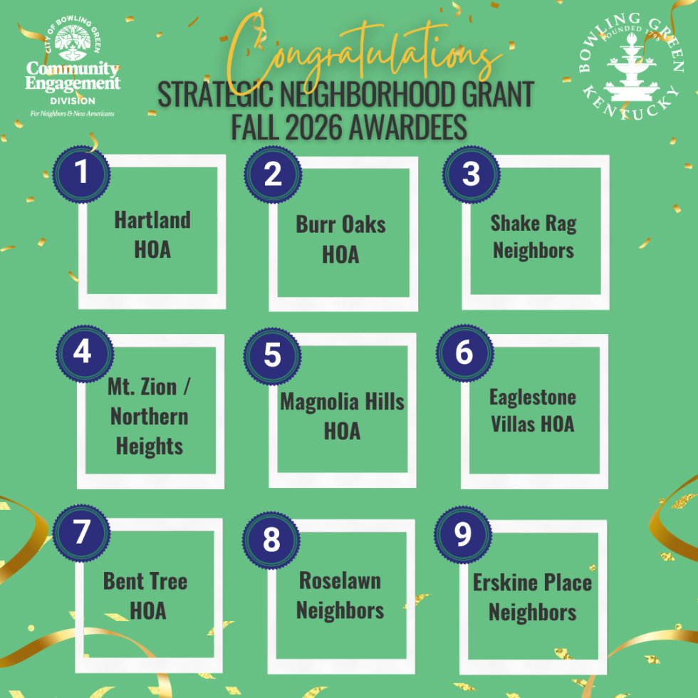 City approves Fall Strategic Neighborhood Grant Awardees