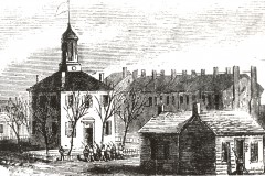 Engraving of 1812 Brick Court House & Log Jail in City Square