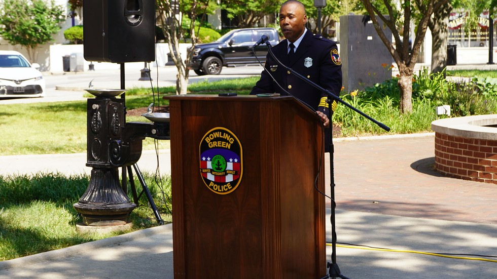 Chief Delaney speaking at 200th anniversary